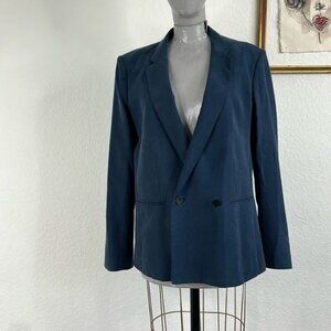 Theory Raen Silk Double Breasted MenswearBlazer